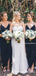 Charming V-neck Navy Blue Long Cheap Charming Bridesmaid Dresses Online, BDS0070