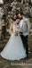 New Arrival V-neck Lace Appliqued Tulle A-line Long Cheap Wedding Dresses, WDS0012