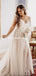 Romantic Spaghetti Strap Tulle Applique Long Cheap Wedding Dresses, WDS0050