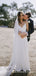 Simple Spaghetti Strap V-neck Off-White Mermaid Long Cheap Wedding Dresses, WDS0017