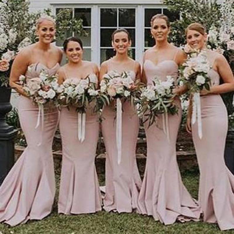 Spaghetti Straps Mermaid Simple Long Cheap Bridesmaid Dresses Online, WG264