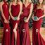 Burgundy Mermaid Long Mismatched Cheap Bridesmaid Dresses Online, WG278