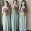 Simple One Shoulder Sleeveless Chiffon Long Bridesmaid Dresses, QB0725