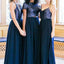 Cheap Mismatched Navy Sequin Custom Long Bridesmaid Dresses, WG232