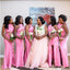 Mismatched Simple Pink Mermaid Cheap Maxi Long Bridesmaid Dresses, BDS0135