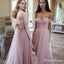 Romantic Pink Tulle Multiway Long Cheap Bridesmaid Dresses, QB0875