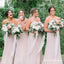 Sweetheart Pink Chiffon Long Cheap Bridesmaid Dresses with Tie Back, QB0876