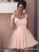 Simple A-Line Straps Short Cheap Pink Tulle Homecoming Dresses, QB0063