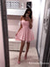 Cute A-Line Off the Shoulder Pink Tulle Short Homecoming Dresses, QB0863