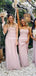 Newest Spaghetti Strap Pink Chiffon Long Cheap Bridesmaid Dresses, BDS0119