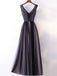 Princess/A-line V-neck Lace Appliqued Simple Long Prom Dresses Evening Gowns, QB0331