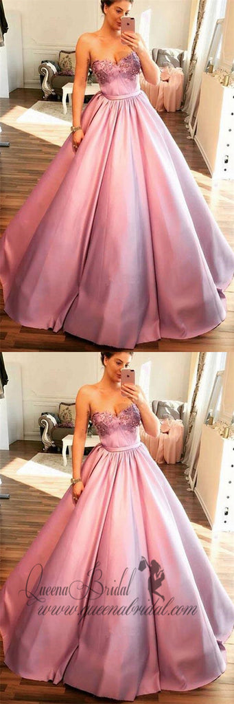 2019 Sweetheart A-line Ball Gown Lilac Evening Prom Dresses, QB0408