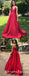 Charming A Line Spaghetti Straps Red Satin Long Prom Dresses, QB0636