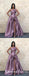 Lavender Long Strapless Evening Gowns Split Prom Dresses with Pockets, QB0773