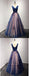 A Line Navy Blue Flower Appliqued Prom Dresses Bow Beaded Quinceanera Ball Gowns, QB0305