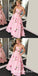 A-Line Sweetheart Pink Long Cheap Prom Dresses with Embroidery&Pockets, QB0502