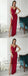 Red Spaghetti Straps Mermaid Side Slit Long Evening Prom Dresses, QB0435