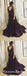 A-Line V-Neck Long Grape Satin Cheap Prom Dresses with Beading, QB0689