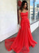 Newest Sweetheart Red Lace A-line Long Cheap Prom Dresses, PDS0103