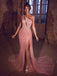 Sexy One Shoulder Sleeveless Pink Sequin Mermaid Long Cheap Prom Dresses, PDS0092