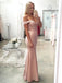 Off Shoulder Blush Pink Mermaid Evening Prom Dresses, Long Lace Party Prom Dresses, PDS0081