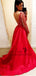 Sexy Backless Long Sleeves Beaded V Neck A-line Long Evening Prom Dresses, QB0458