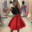 Sexy Jewel Red Satin Short Cheap Homecoming Dresses with Sequins & Bow Knot, QB0185