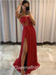 Sexy Red Sheath Strapless Side Slit Cheap Maxi Long Evening Prom Dresses, WGP256