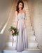 Charming Sheath Off the Shoulder Grey Chiffon Long Bridesmaid Dresses , QB0745