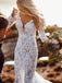 See Through Lace Rustic Wedding Dresses Long Sleeve Mermaid Wedding Dresses, QB0322