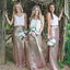 V Neck Casual Long Mermaid Sequin Cheap Bridesmaid Dresses Online, WG261