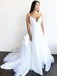 Spaghetti Strap V Neck Wedding Dresses Backless Layered Bridal Dresses, QB0354