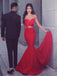 Red Strapless Sweetheart Neck Simple Cheap Mermaid Prom Dresses, QB0297