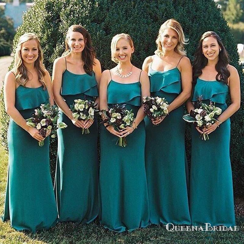 Sleeveless Spaghetti Straps Empire Ruffles Chiffon Bridesmaid Dresses, QB0742