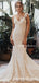 Charming Elegant Cute V-neck Sleeveless Long Cheap Mermaid Side Slit Lace Wedding Dresses, QB0933