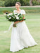 Short Sleeves Bateau Neckline Charming Elegant A-line Long Cheap Lace Wedding Dresses, QB0938