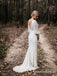 New Arrival V-neck Long Sleeves Bakless Mermaid Long Cheap Wedding Dresses, WDS0015