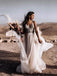 New Arrival V-neck Beaded Tulle A-line Long Cheap Beach Wedding Dresses, WDS0045