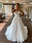 Charming Sweetheart Lace Appliqued A-line Long Cheap Wedding Dresses, WDS0055