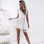 Sexy  V-Neck Short Sleeves White Lace High Low Cheap Homecoming Dresses, QB0075