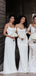 Charming Spaghetti Strap Off-White Chiffon Mermaid Long Cheap Bridesmaid Dresses, BDS0020